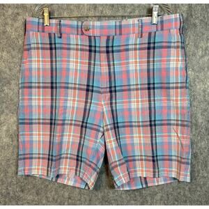 Peter Millar EUC Seaside Collection Multi Color Plaid Shorts Size 36 Linen Blend